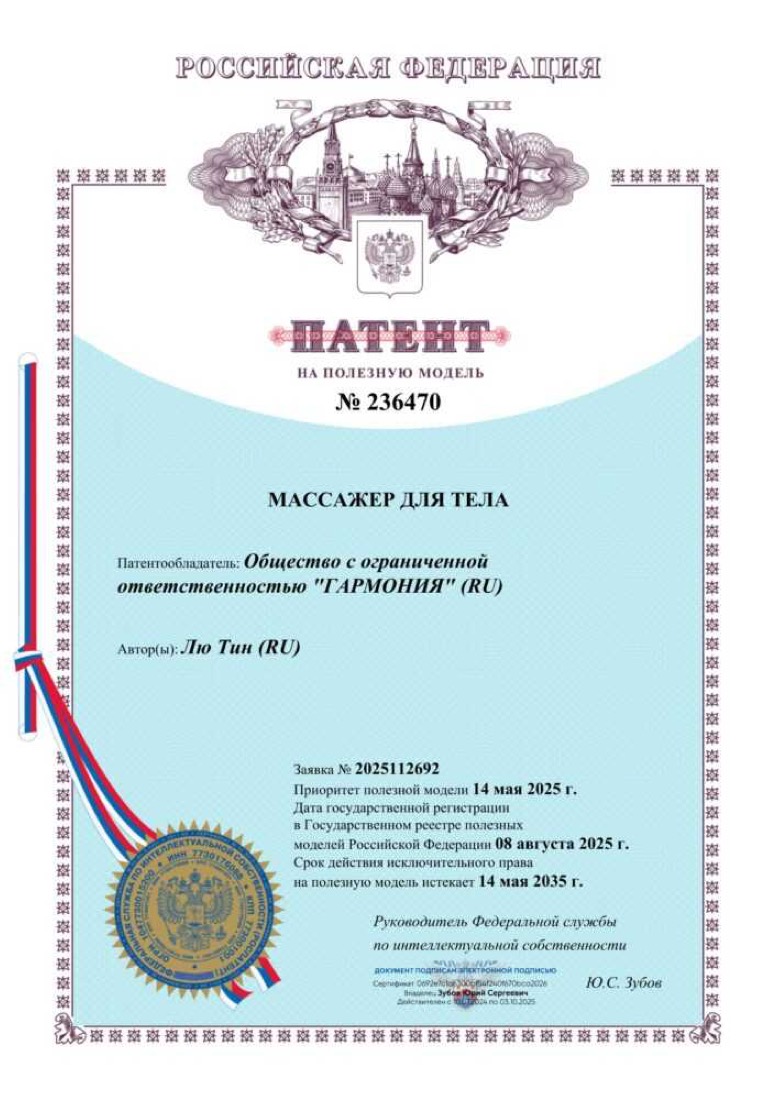 Патент на массажёр для тела Виеда